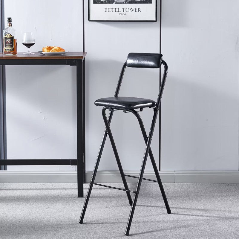 Tabouret de bar carré pliable en cuir minimaliste moderne avec dossier sans accoudoirs pour salle à manger 