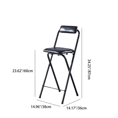 Tabouret de bar carré pliable en cuir minimaliste moderne avec dossier sans accoudoirs pour salle à manger 