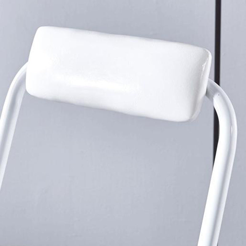 Moderner minimalistischer, faltbarer quadratischer Barhocker aus PU-Leder und Stahl mit Rückenlehne, ohne Armlehnen, für das Esszimmer 