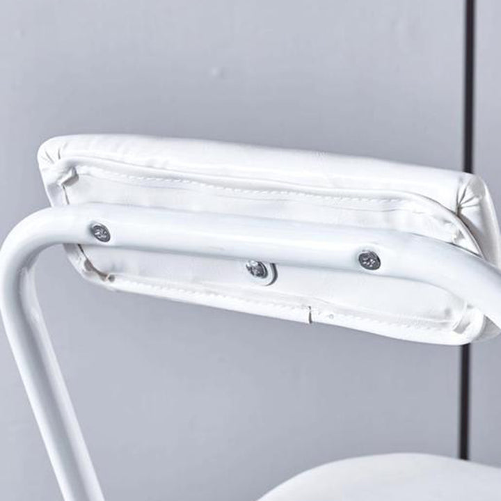Moderner minimalistischer, faltbarer quadratischer Barhocker aus PU-Leder und Stahl mit Rückenlehne, ohne Armlehnen, für das Esszimmer 