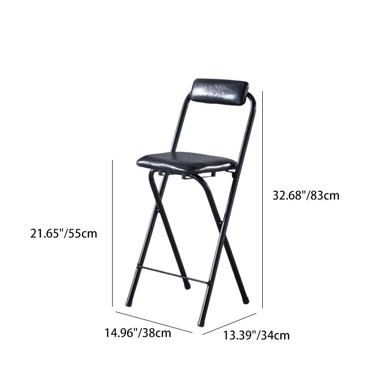 Moderner minimalistischer, faltbarer quadratischer Barhocker aus PU-Leder und Stahl mit Rückenlehne, ohne Armlehnen, für das Esszimmer 
