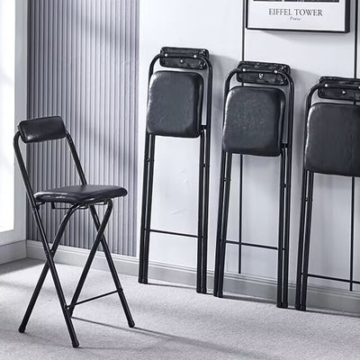 Tabouret de bar carré pliable en cuir minimaliste moderne avec dossier sans accoudoirs pour salle à manger 