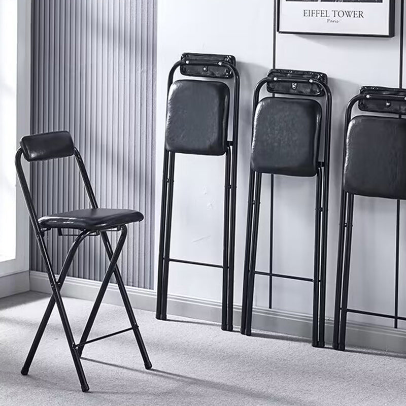Tabouret de bar carré pliable en cuir minimaliste moderne avec dossier sans accoudoirs pour salle à manger 