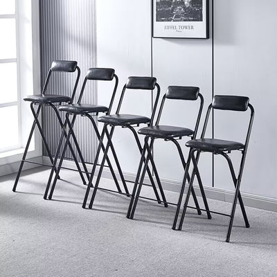 Tabouret de bar carré pliable en cuir minimaliste moderne avec dossier sans accoudoirs pour salle à manger 