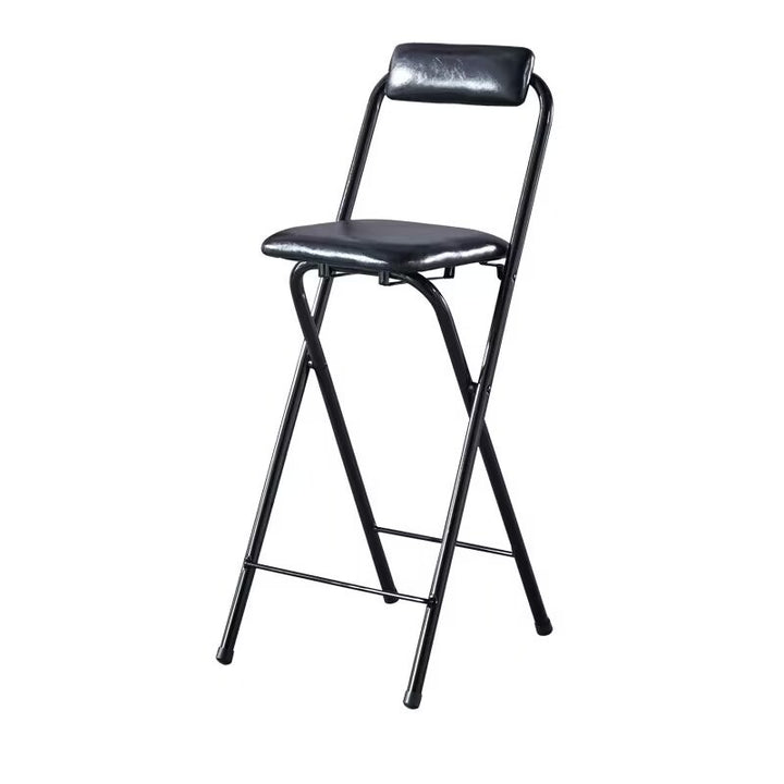 Moderner minimalistischer, faltbarer quadratischer Barhocker aus PU-Leder und Stahl mit Rückenlehne, ohne Armlehnen, für das Esszimmer 