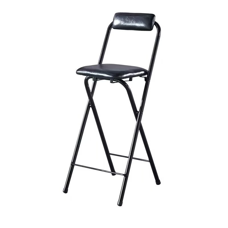 Tabouret de bar carré pliable en cuir minimaliste moderne avec dossier sans accoudoirs pour salle à manger 