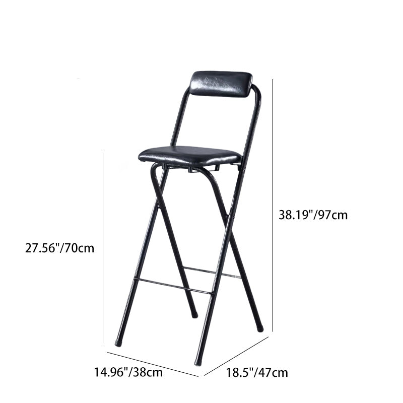 Tabouret de bar carré pliable en cuir minimaliste moderne avec dossier sans accoudoirs pour salle à manger 