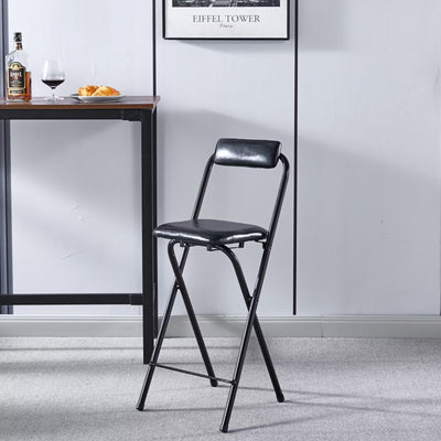 Tabouret de bar carré pliable en cuir minimaliste moderne avec dossier sans accoudoirs pour salle à manger 