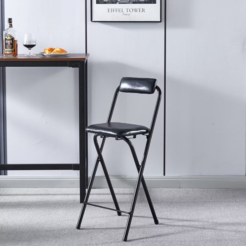 Tabouret de bar carré pliable en cuir minimaliste moderne avec dossier sans accoudoirs pour salle à manger 