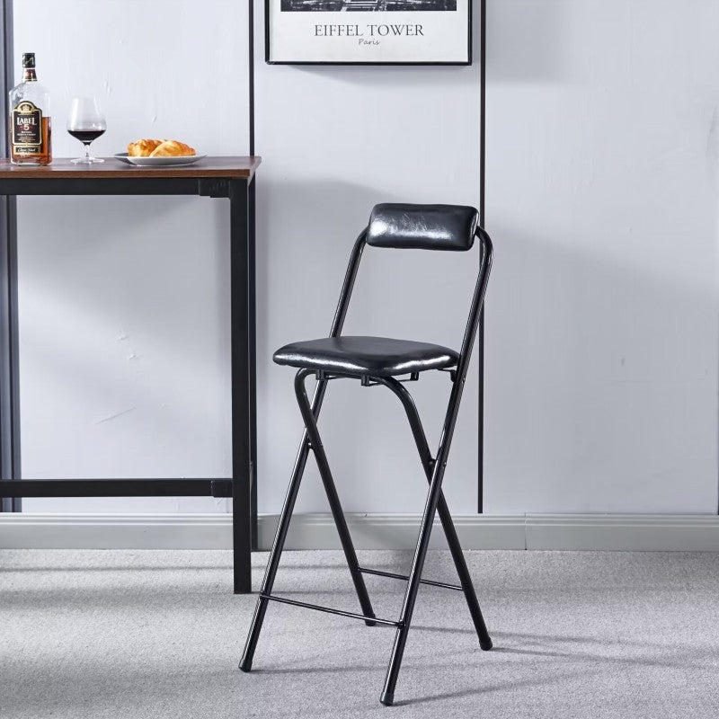 Tabouret de bar carré pliable en cuir minimaliste moderne avec dossier sans accoudoirs pour salle à manger 
