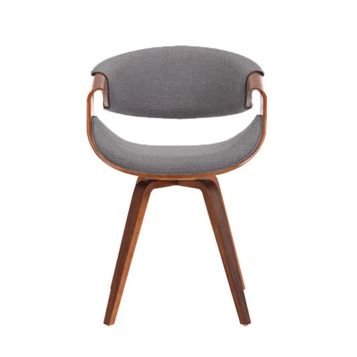 Chaise de salle à manger contemporaine nordique en bois cintré courbé, coton et lin, similicuir, avec dossier et accoudoirs, pour salle à manger 