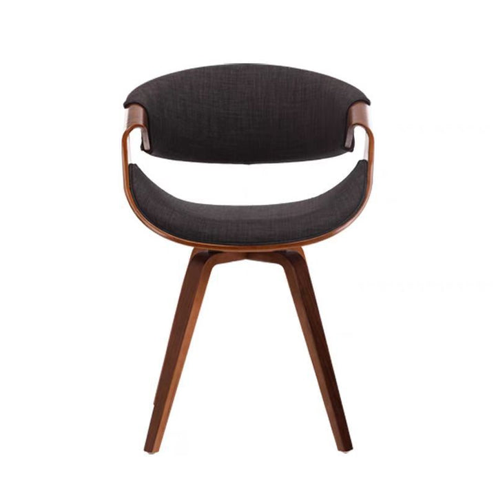 Chaise de salle à manger contemporaine nordique en bois cintré courbé, coton et lin, similicuir, avec dossier et accoudoirs, pour salle à manger 