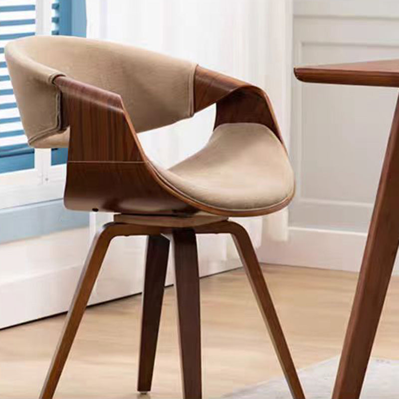 Chaise de salle à manger contemporaine nordique en bois cintré courbé, coton et lin, similicuir, avec dossier et accoudoirs, pour salle à manger 
