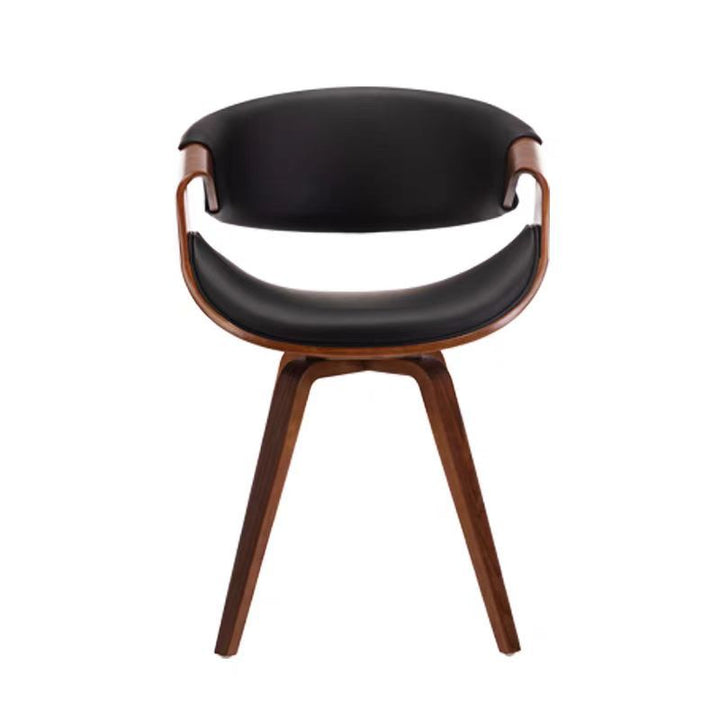 Chaise de salle à manger contemporaine nordique en bois cintré courbé, coton et lin, similicuir, avec dossier et accoudoirs, pour salle à manger 