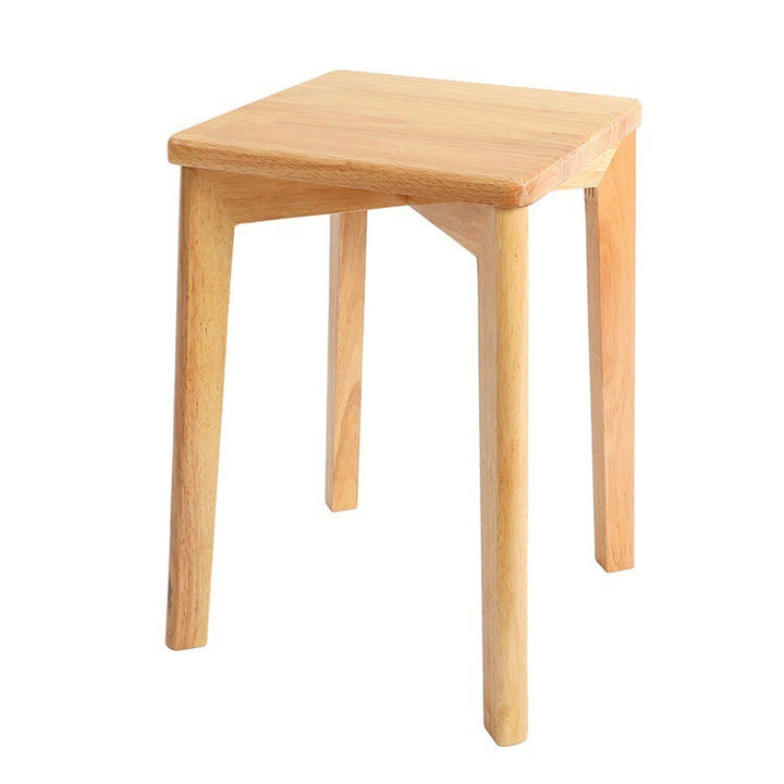 Moderner minimalistischer quadratischer Hocker aus Kautschukholz ohne Rückenlehne und Armlehnen für das Esszimmer 