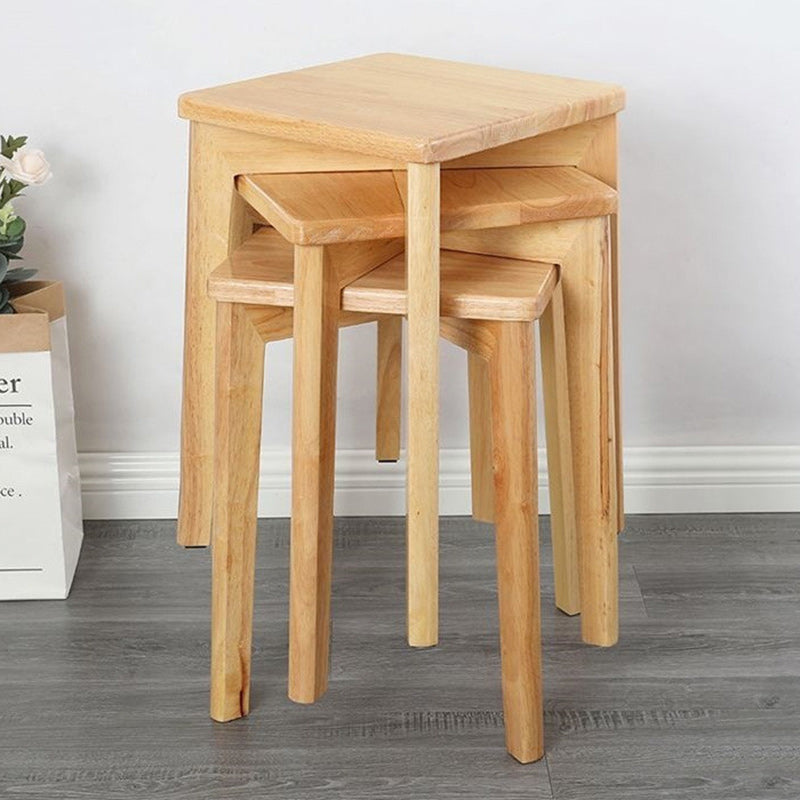 Taburete bajo cuadrado minimalista moderno de madera maciza sin respaldo ni brazos para comedor 