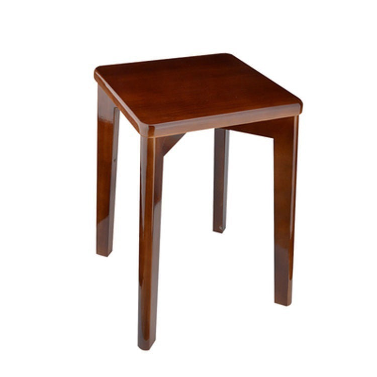 Taburete bajo cuadrado minimalista moderno de madera maciza sin respaldo ni brazos para comedor 