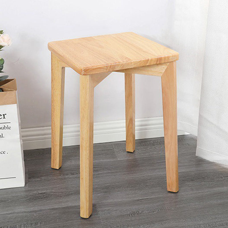 Taburete bajo cuadrado minimalista moderno de madera maciza sin respaldo ni brazos para comedor 