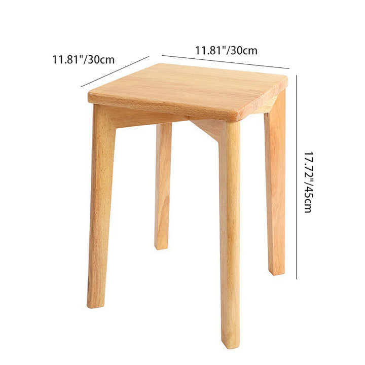 Moderner minimalistischer quadratischer Hocker aus Kautschukholz ohne Rückenlehne und Armlehnen für das Esszimmer 