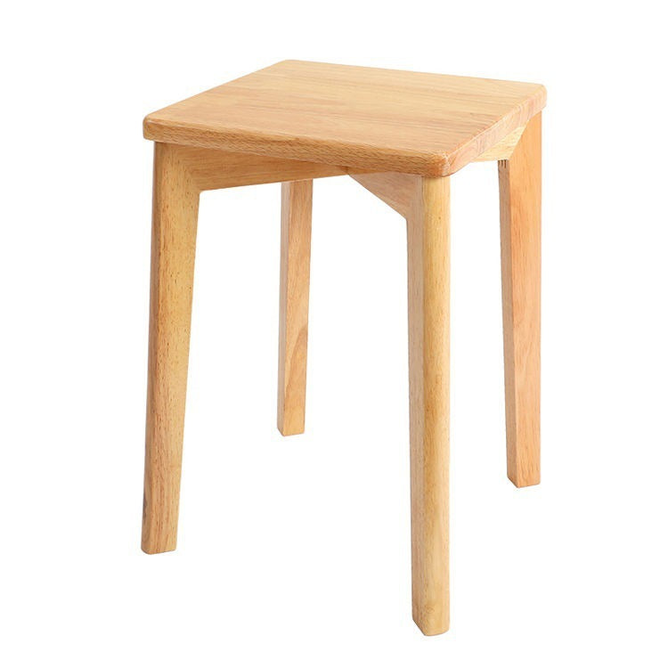 Taburete bajo cuadrado minimalista moderno de madera maciza sin respaldo ni brazos para comedor 