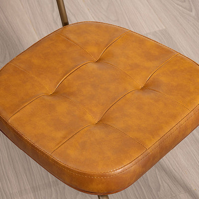 Tradicional Rústico Cuadrado Arco Cuero Madera Maciza Hierro Silla de Comedor Respaldo Sin Brazos Para Comedor 