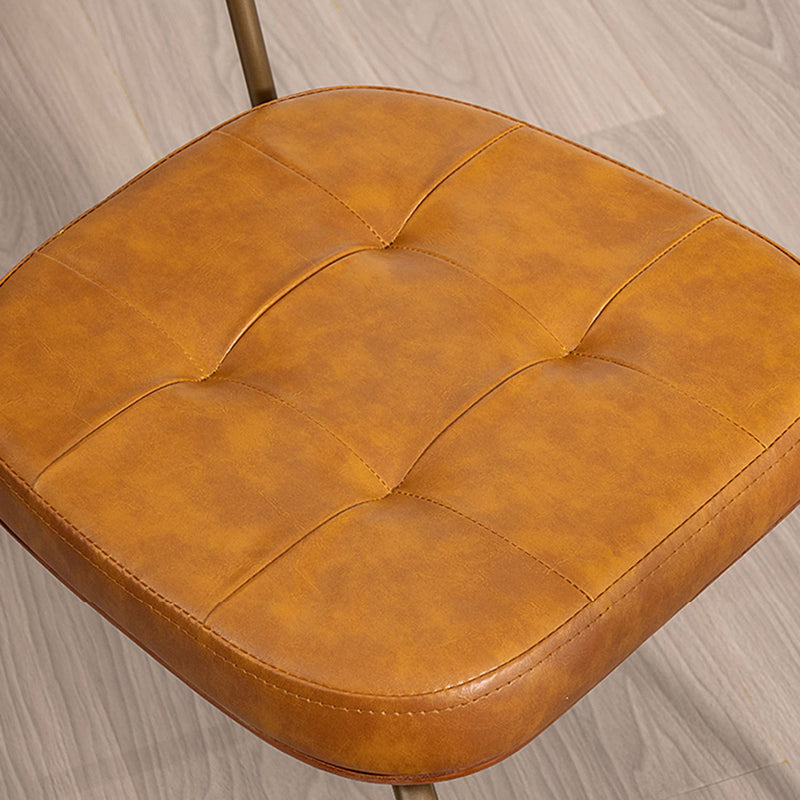 Tradicional Rústico Cuadrado Arco Cuero Madera Maciza Hierro Silla de Comedor Respaldo Sin Brazos Para Comedor 