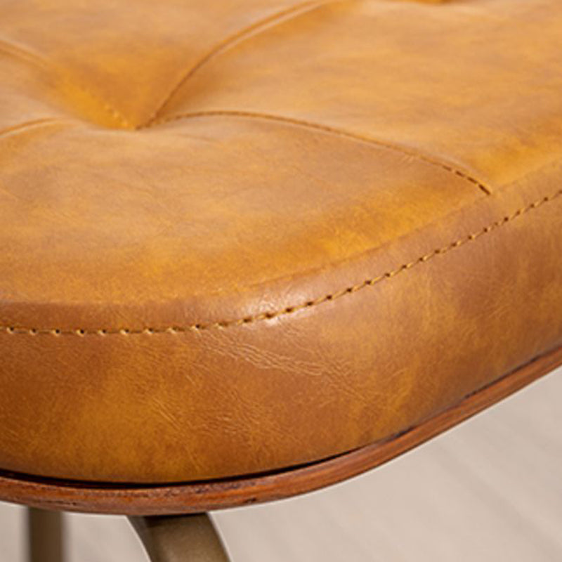 Tradicional Rústico Cuadrado Arco Cuero Madera Maciza Hierro Silla de Comedor Respaldo Sin Brazos Para Comedor 