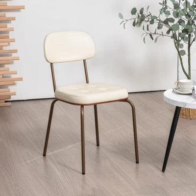 Tradicional Rústico Cuadrado Arco Cuero Madera Maciza Hierro Silla de Comedor Respaldo Sin Brazos Para Comedor 