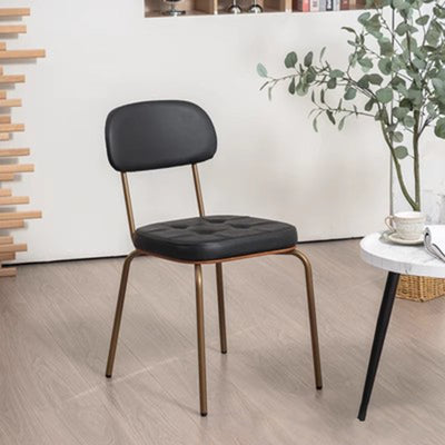 Tradicional Rústico Cuadrado Arco Cuero Madera Maciza Hierro Silla de Comedor Respaldo Sin Brazos Para Comedor 