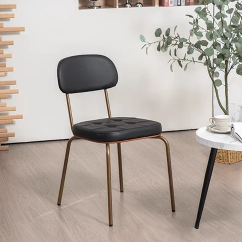 Tradicional Rústico Cuadrado Arco Cuero Madera Maciza Hierro Silla de Comedor Respaldo Sin Brazos Para Comedor 