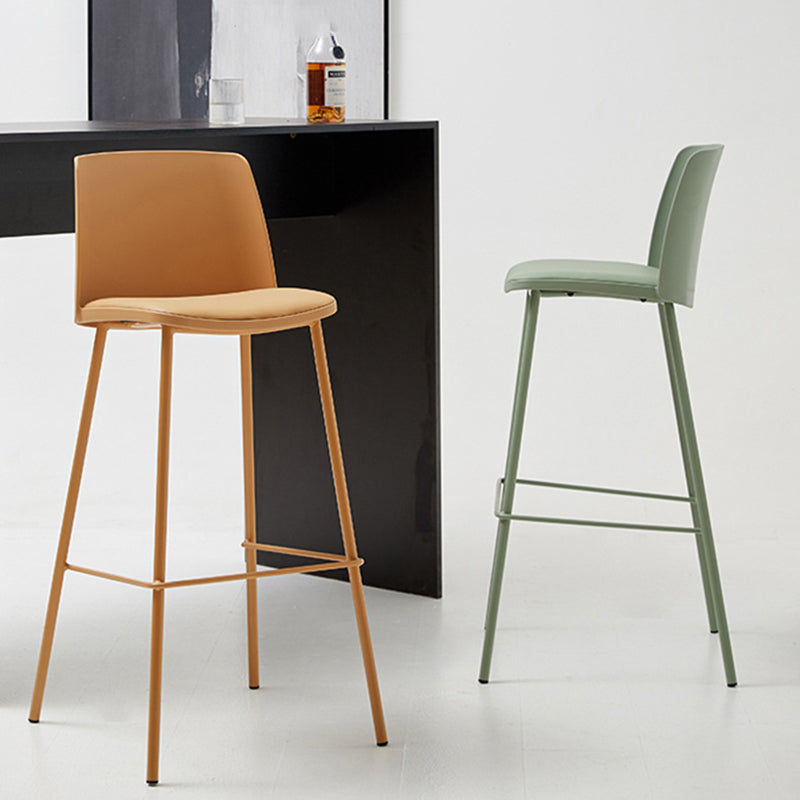 Tabouret de bar contemporain carré nordique PP métal cuir PU dossier sans accoudoirs pour salon 