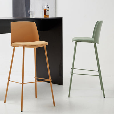 Contemporary Nordic Square PP Metal PU Leather Bar Stool Backrest Armless For Living Room