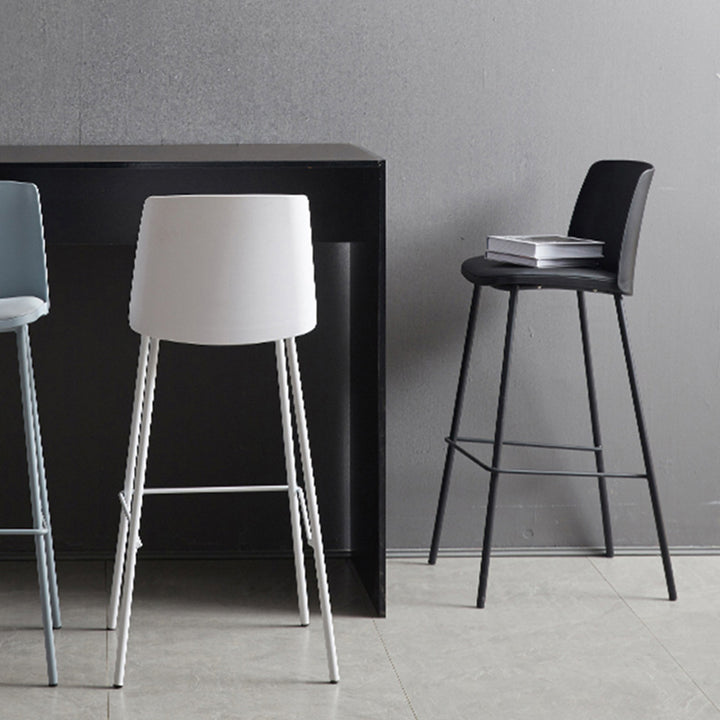 Tabouret de bar contemporain carré nordique PP métal cuir PU dossier sans accoudoirs pour salon 