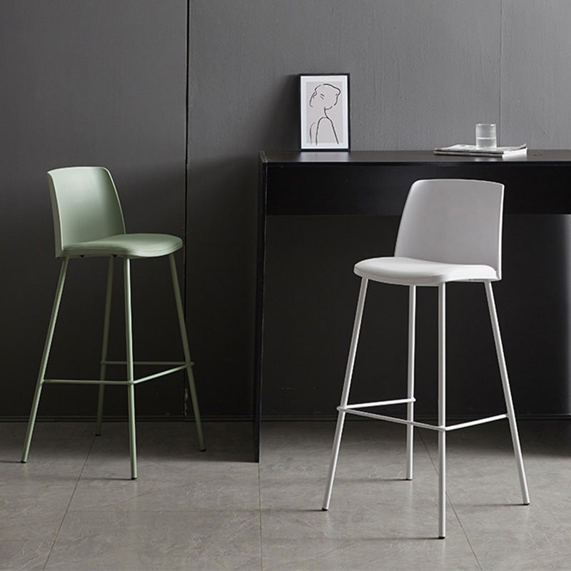 Tabouret de bar contemporain carré nordique PP métal cuir PU dossier sans accoudoirs pour salon 