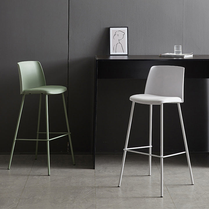 Tabouret de bar contemporain carré nordique PP métal cuir PU dossier sans accoudoirs pour salon 