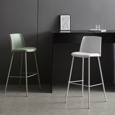 Contemporary Nordic Square PP Metal PU Leather Bar Stool Backrest Armless For Living Room