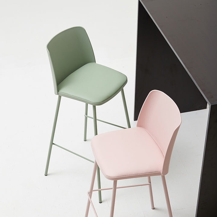 Tabouret de bar contemporain carré nordique PP métal cuir PU dossier sans accoudoirs pour salon 