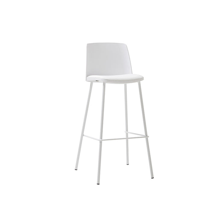 Tabouret de bar contemporain carré nordique PP métal cuir PU dossier sans accoudoirs pour salon 