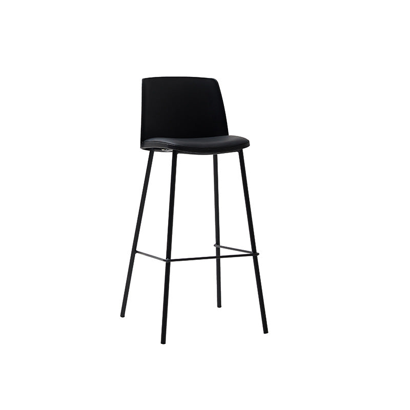 Tabouret de bar contemporain carré nordique PP métal cuir PU dossier sans accoudoirs pour salon 