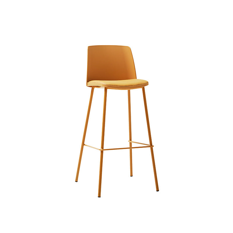 Tabouret de bar contemporain carré nordique PP métal cuir PU dossier sans accoudoirs pour salon 