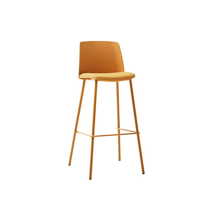 Tabouret de bar contemporain carré nordique PP métal cuir PU dossier sans accoudoirs pour salon 