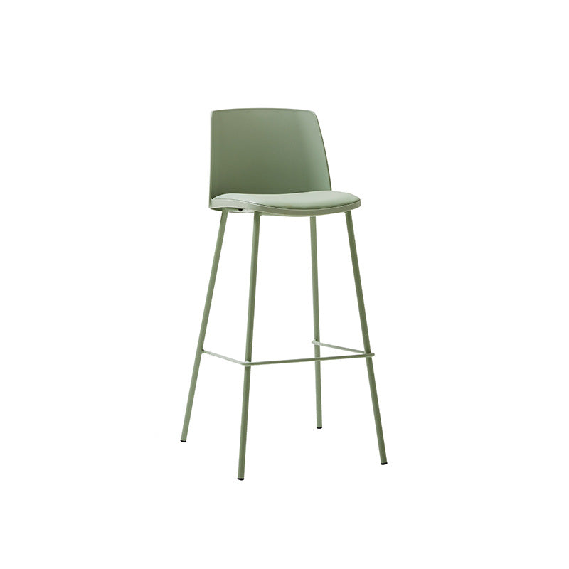Tabouret de bar contemporain carré nordique PP métal cuir PU dossier sans accoudoirs pour salon 