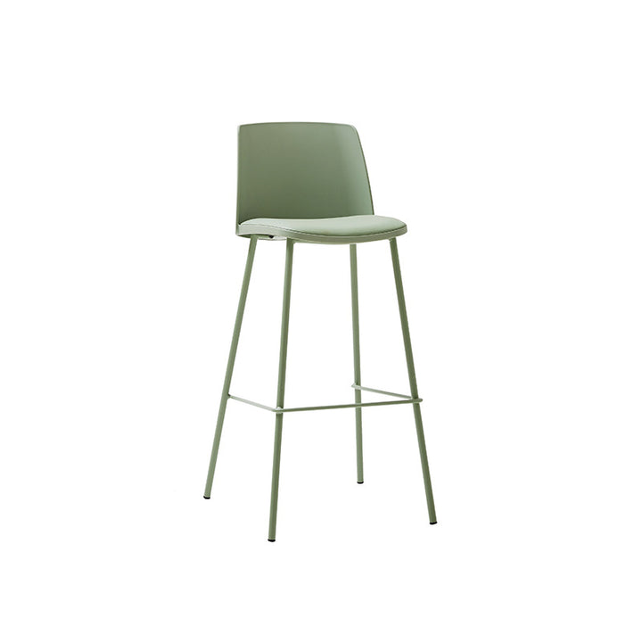 Tabouret de bar contemporain carré nordique PP métal cuir PU dossier sans accoudoirs pour salon 