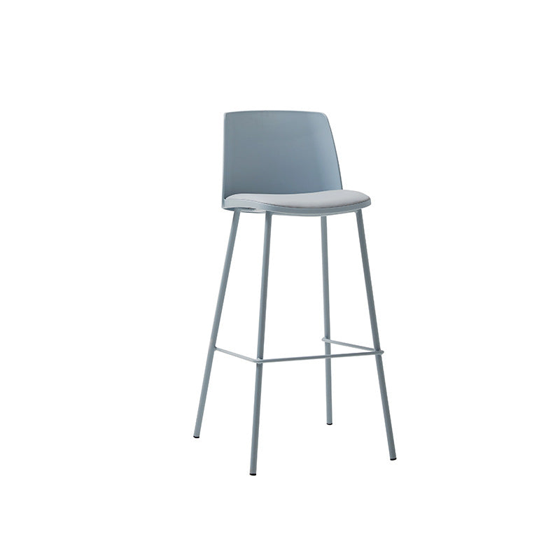 Tabouret de bar contemporain carré nordique PP métal cuir PU dossier sans accoudoirs pour salon 