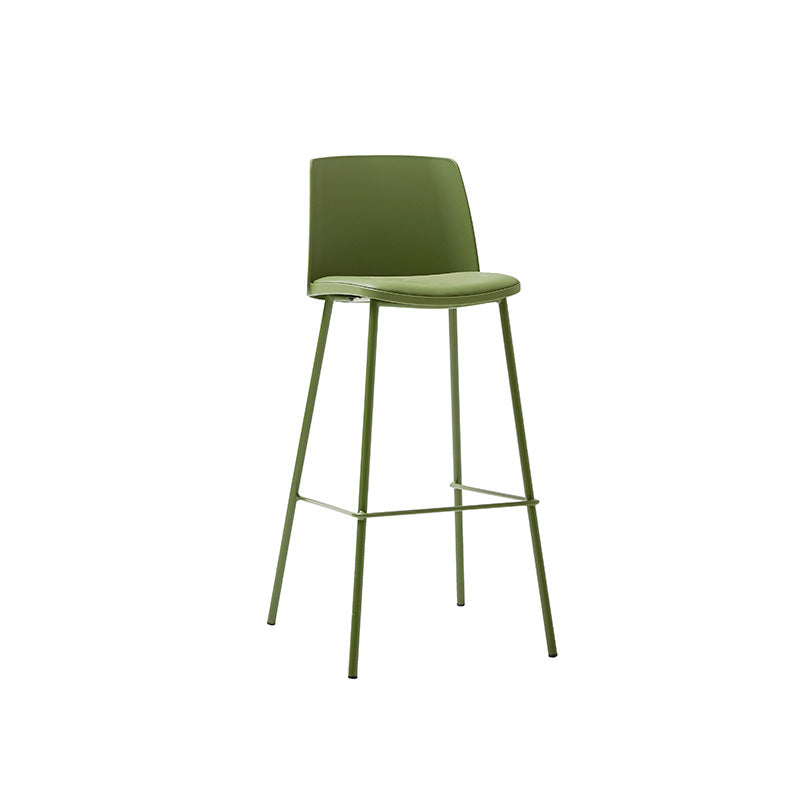 Tabouret de bar contemporain carré nordique PP métal cuir PU dossier sans accoudoirs pour salon 