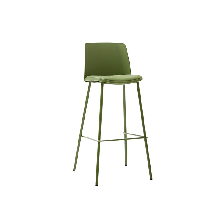 Tabouret de bar contemporain carré nordique PP métal cuir PU dossier sans accoudoirs pour salon 