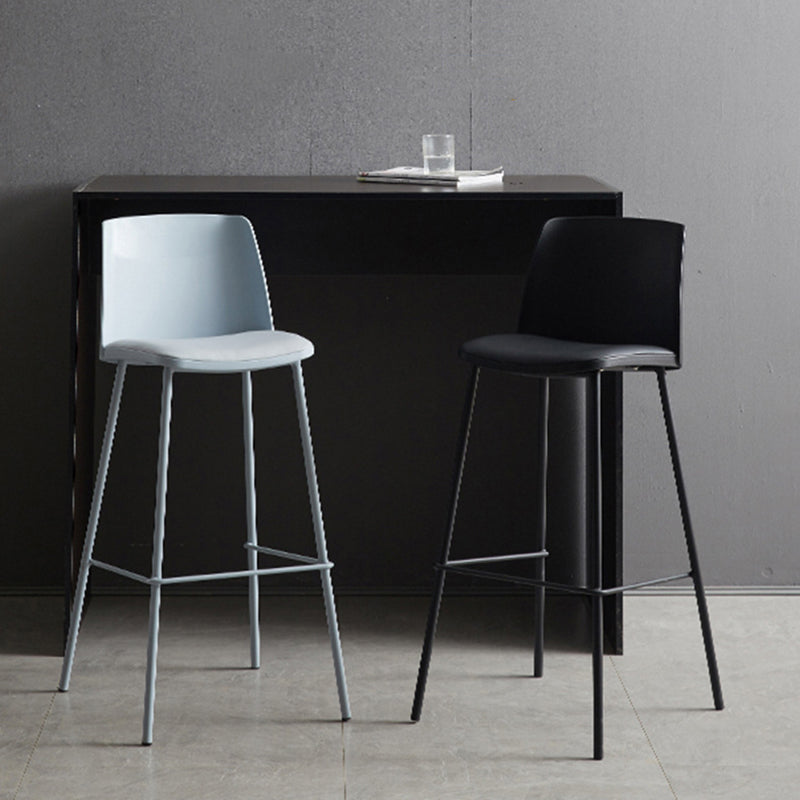 Tabouret de bar contemporain carré nordique PP métal cuir PU dossier sans accoudoirs pour salon 