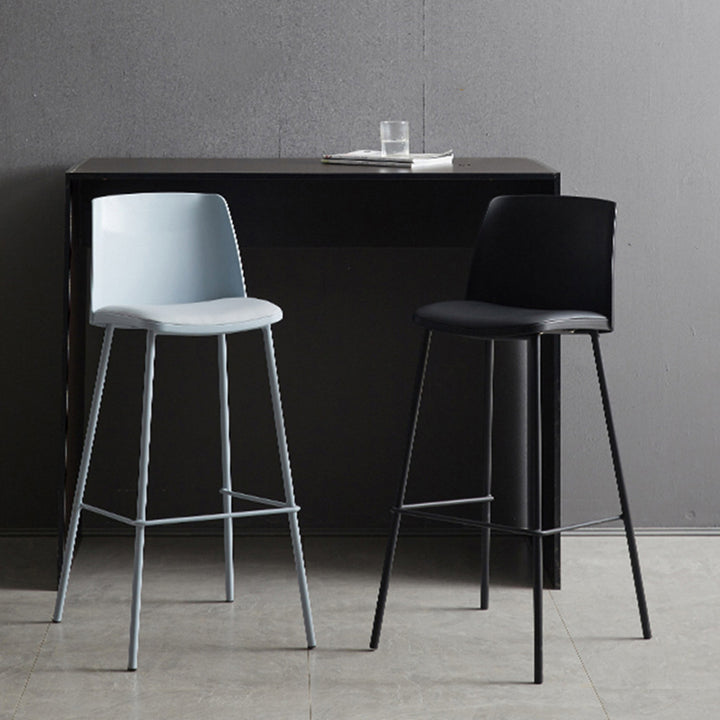 Tabouret de bar contemporain carré nordique PP métal cuir PU dossier sans accoudoirs pour salon 
