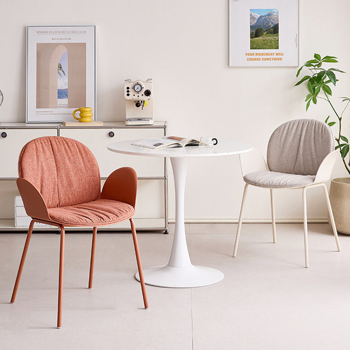 Sillón decorativo contemporáneo nórdico de plástico, hierro, algodón y lino con respaldo y reposabrazos para sala de estar 