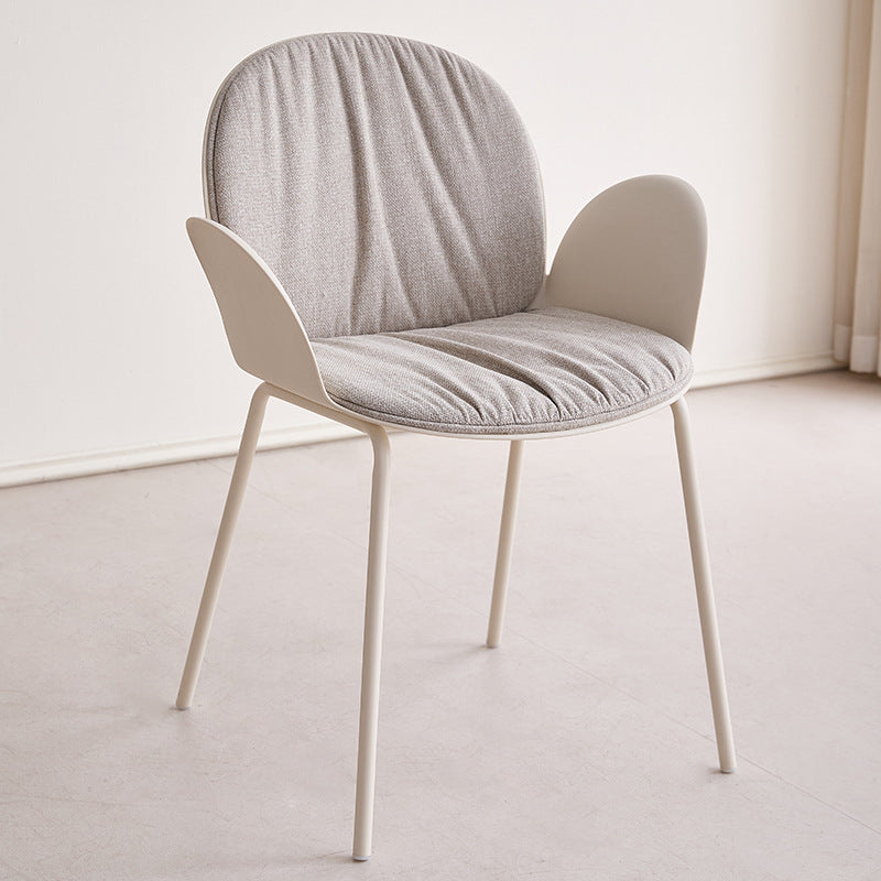 Sillón decorativo contemporáneo nórdico de plástico, hierro, algodón y lino con respaldo y reposabrazos para sala de estar 